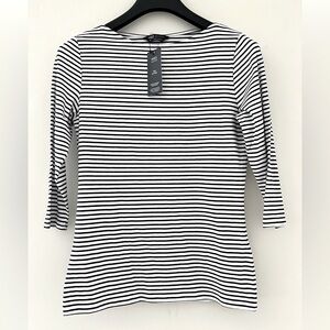 M & S 3/4 sleeve NEW Cotton Sailor stripe Top